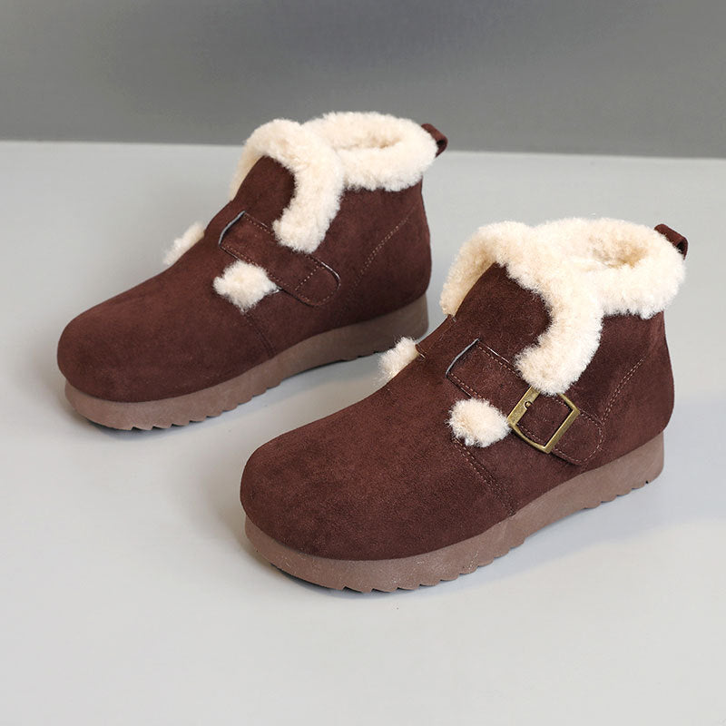 Damen Winterstiefeletten Bequem Weich mit Riemchen Modern