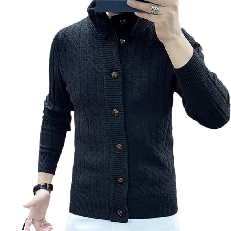 Herren Strickjacke Strukturiert Knopfleiste Modern