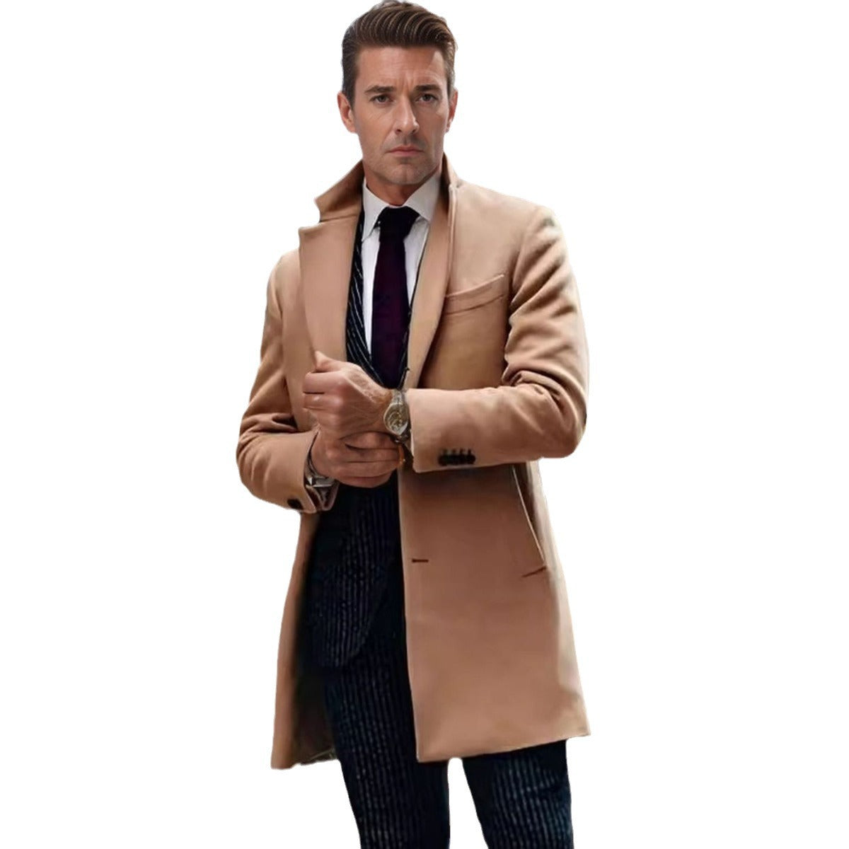 Herren Mantel Klassischer Schnitt Eleganter Wintermantel