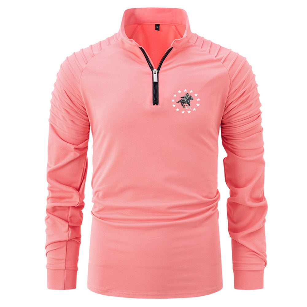 Herren Langarmshirt funktionell mit Reißverschluss und Struktur Ärmeln Modern