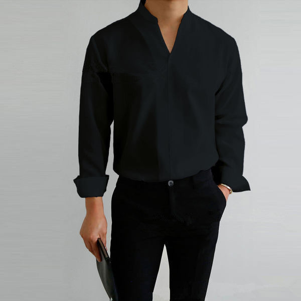 Herren Hemd Langarm Moderner Mandarin Kragen Elegantes Design