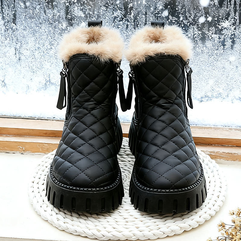 Damen Winterstiefel Flauschig Mit Reißverschluss
