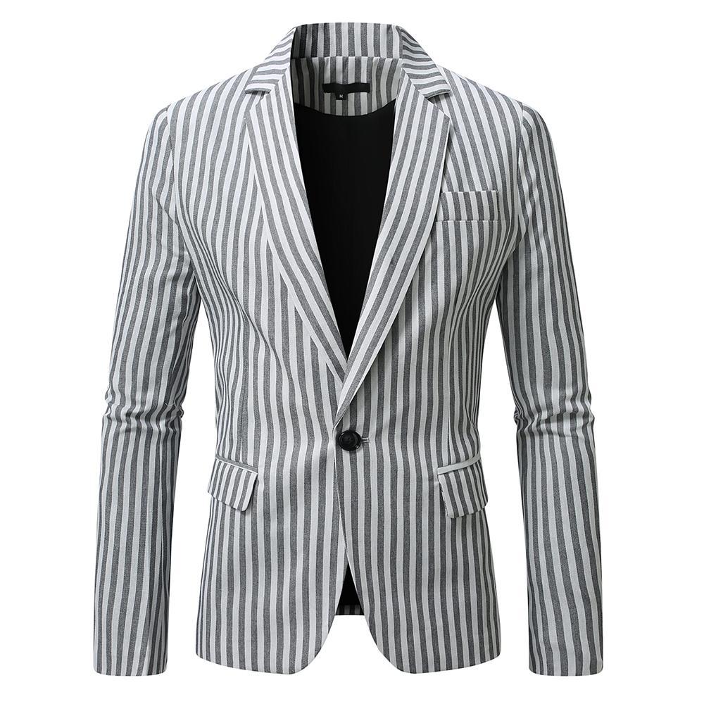 Herren Blazer Streifen Elegant Modern Slim Fit