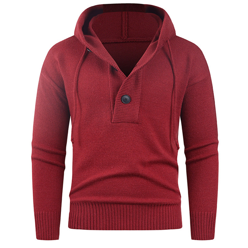 Herren Pullover Modern mit hoher Kragen und Knöpfen