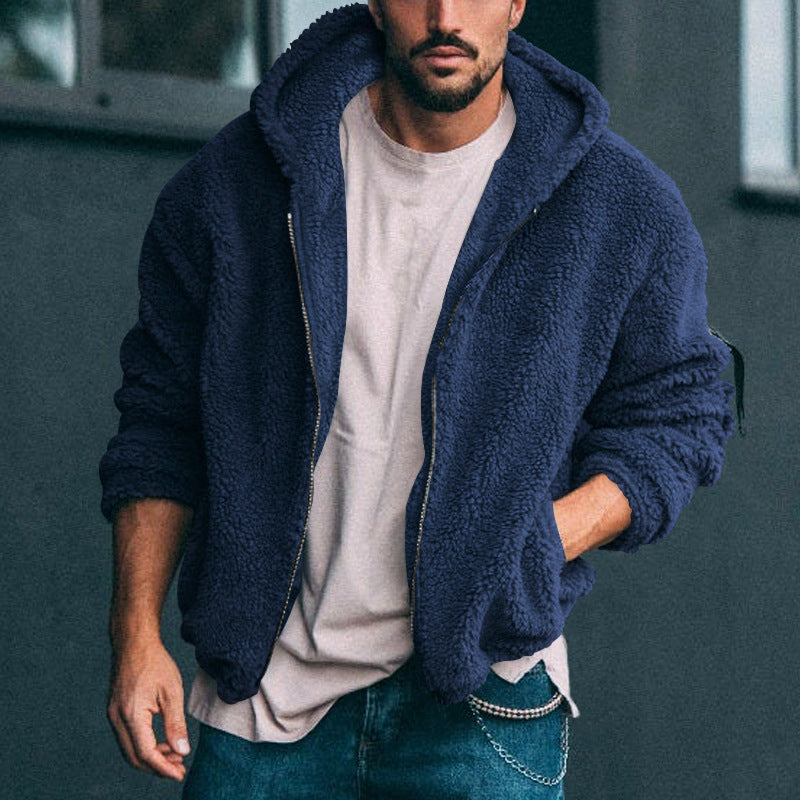 Herren Fleecejacke Warm Kapuze Weich