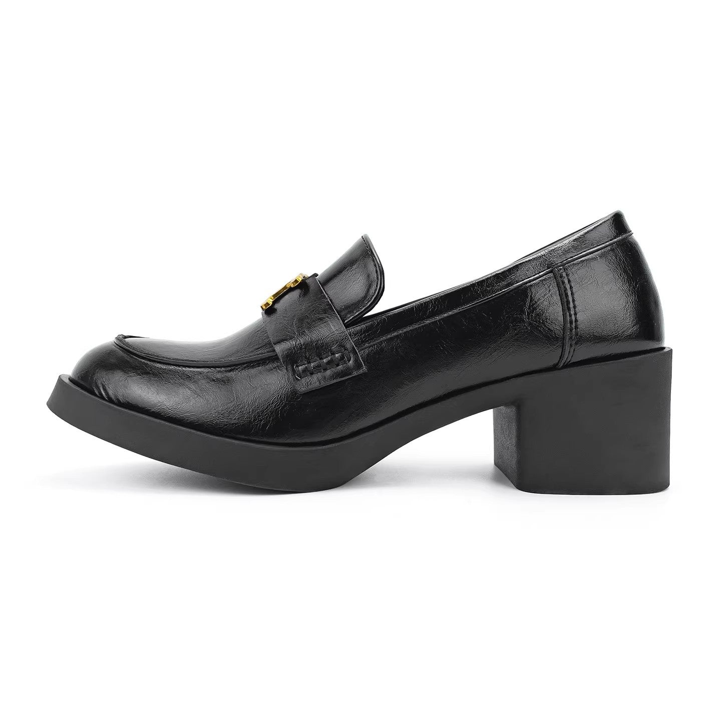 Damen Loafers Elegantes Design Blockabsatz Schnalle