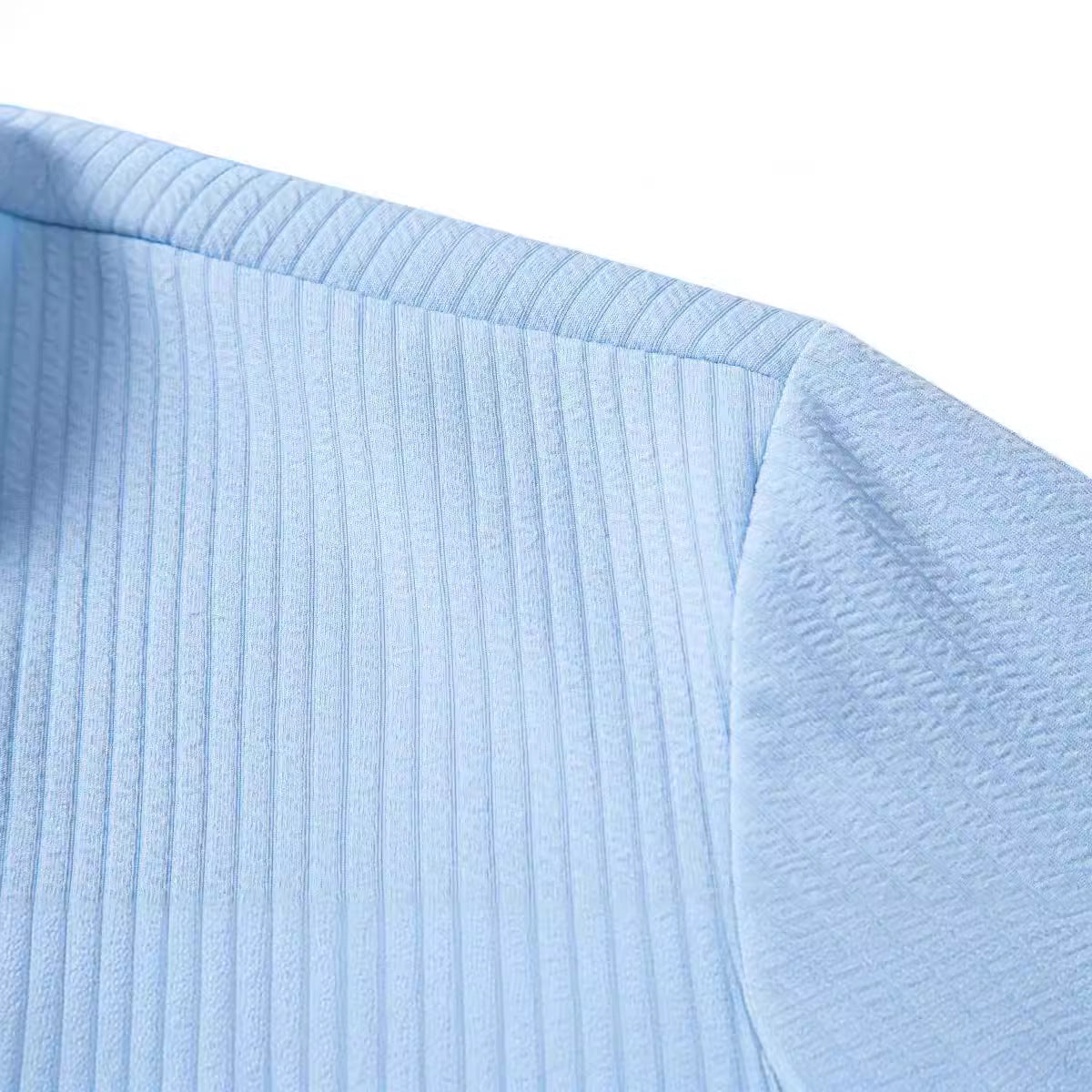 Herren Kurzarmhemd Modern Strukturiert Stehkragen Slimfit
