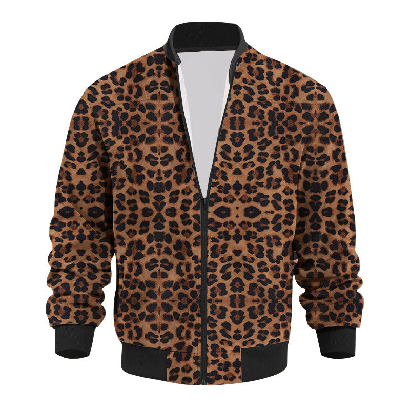 Herren Bomberjacke Leopardenmuster Modern Stylish