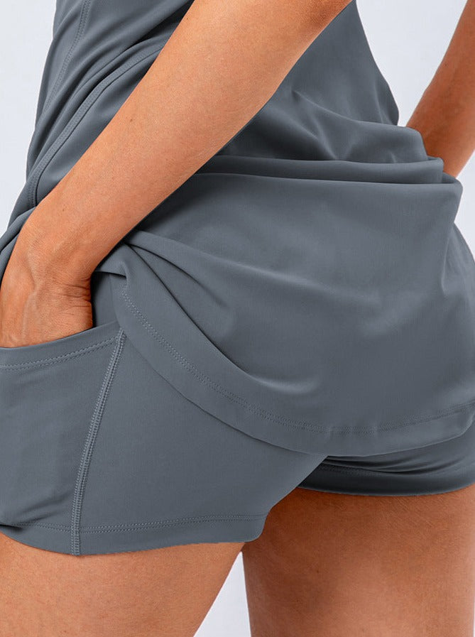Graues Damen Tenniskleid Sportlich Geschnitten