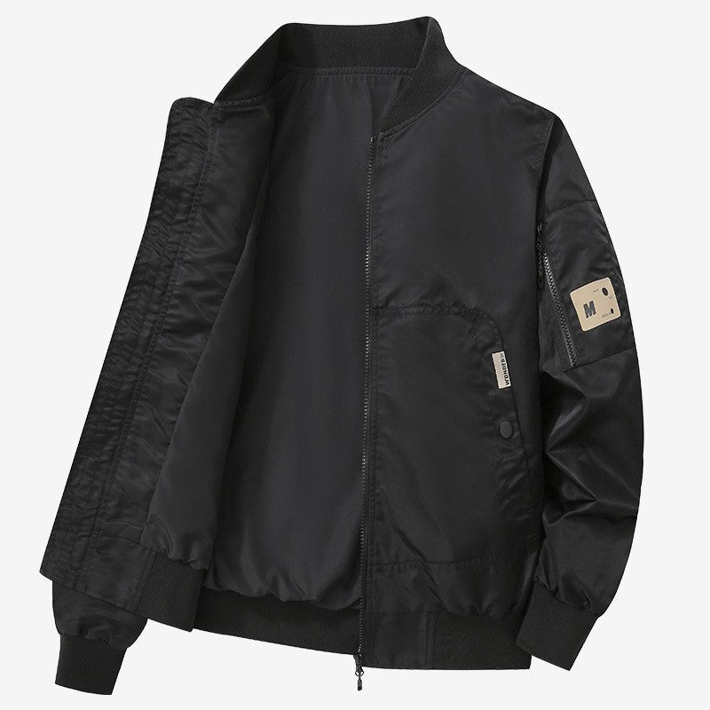 Herren Bomberjacke Modern mit Taschen Schwarz