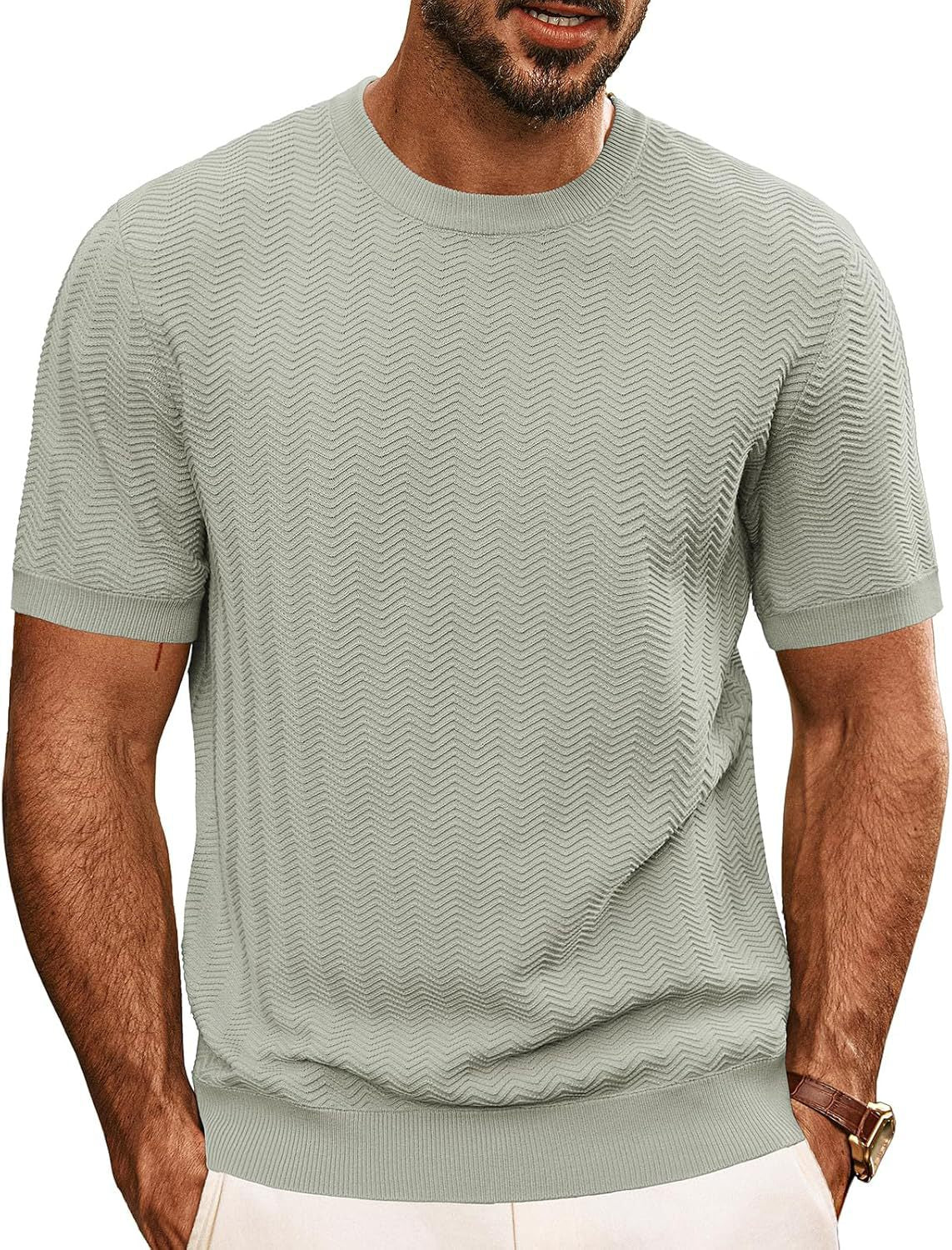 Herren Strickpullover Wellenmuster Bequem Luftig
