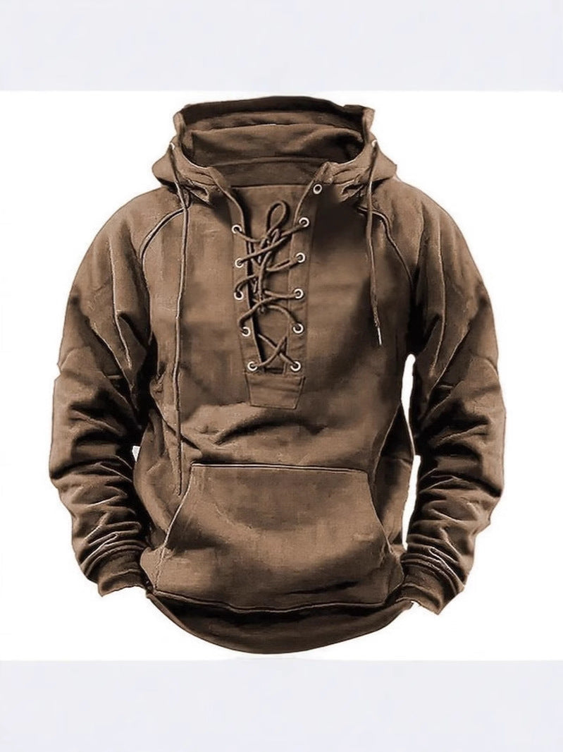 Herren Kapuzenpullover Weich Warm Schnürdesign Modern