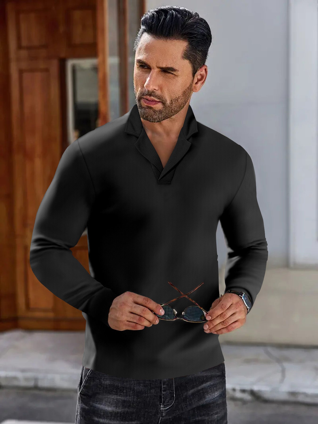 Herren Langarmshirt Lässig Casual Berlin Style