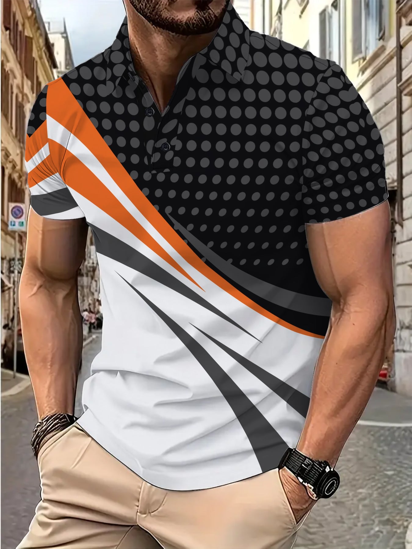 Herren Poloshirt Sportlich Grafikdesign Modern