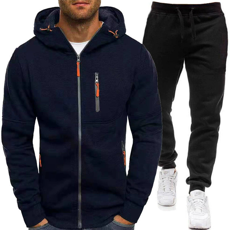 Herren Sportjacke Zip-Hoodie mit Reißverschlusstaschen Modern