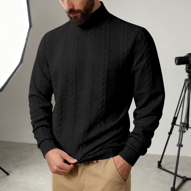Herren Strickpullover Hoher Kragen Zopf Muster Modern