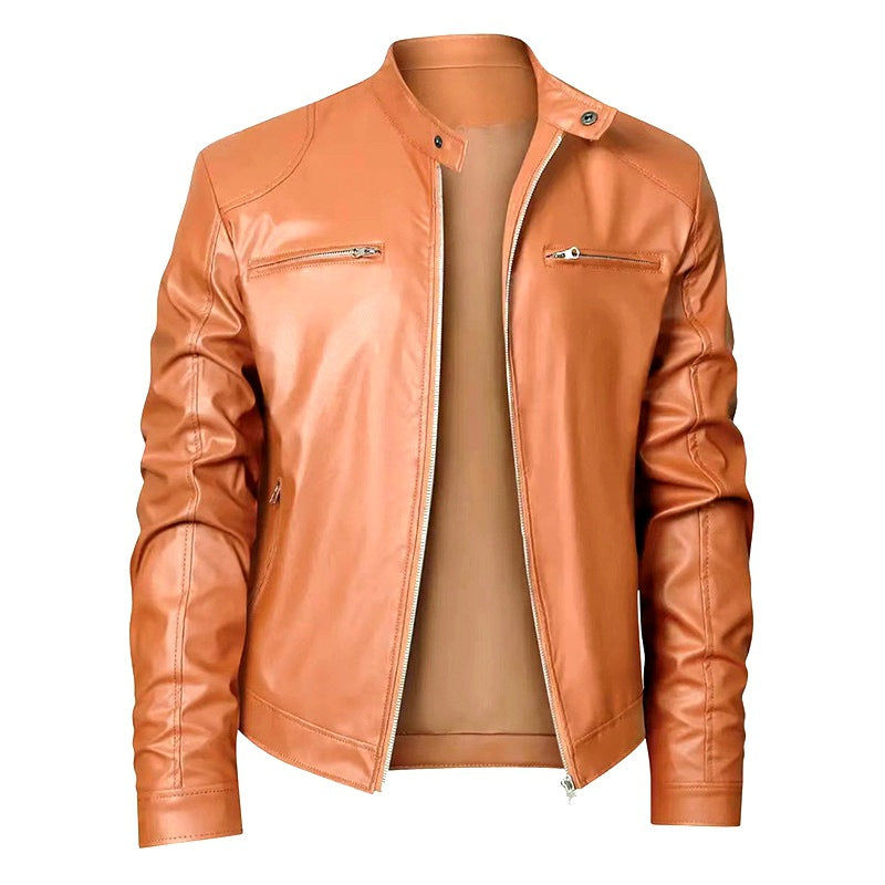 Herren Lederjacke Modern mit Steppdetails und Taschen