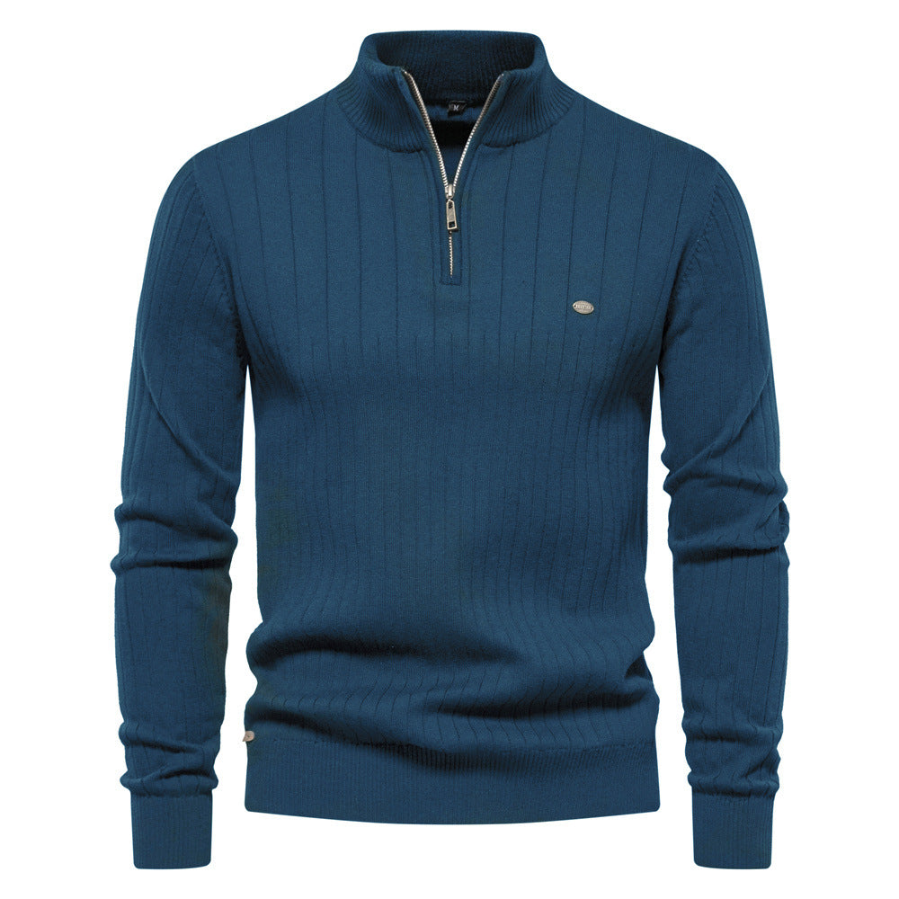 Herren Pullover Halbzipper Rippmuster Elegent Modern