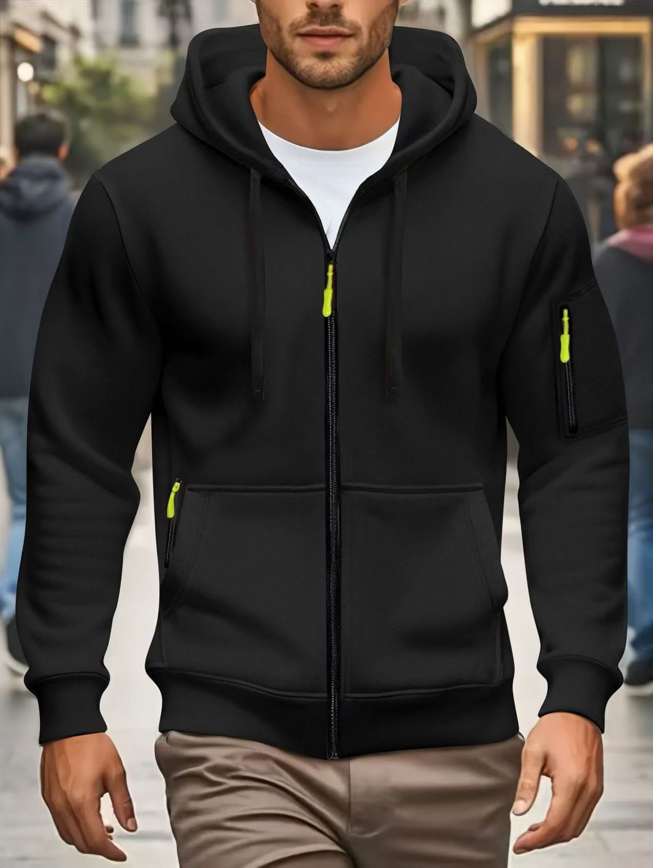 Herren Sportjacke Kapuzenjacke Reißverschlusstaschen Funktional
