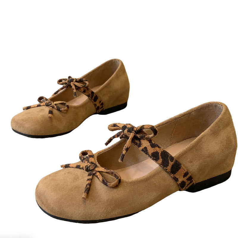Damen Ballerinas Veloursleder Schleifen Schwarz Elegant