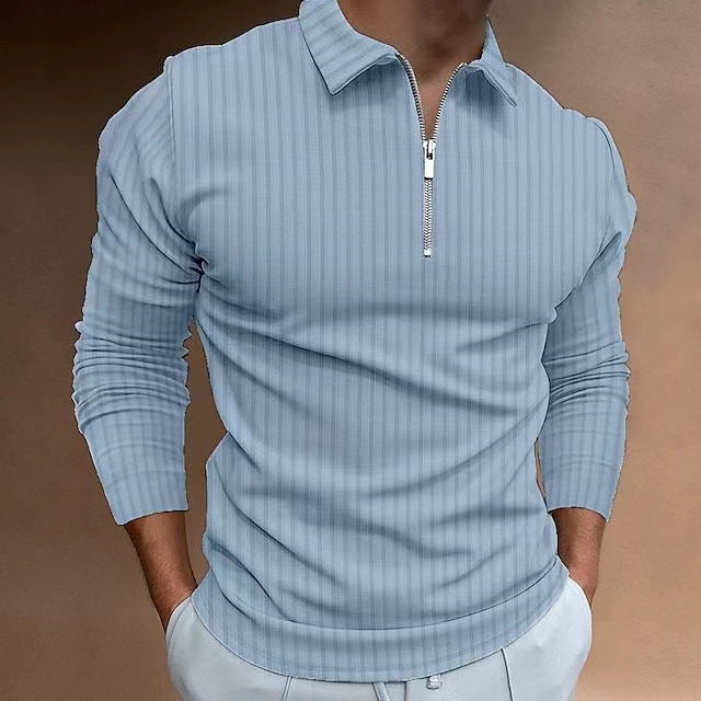 Herren Sportshirt Langarm Reißverschluss Funktionsshirt
