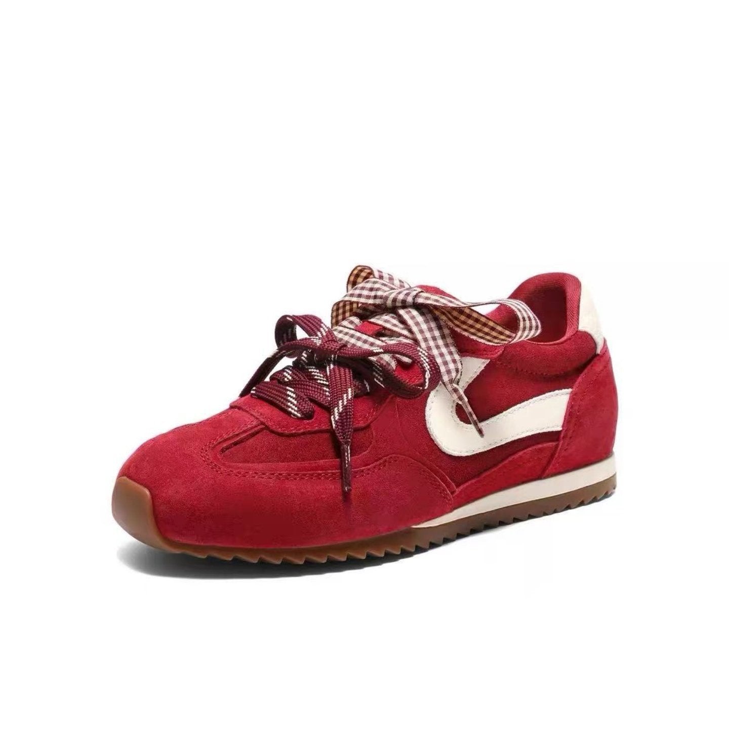 Damen Sneaker Retro Wildleder Schuhe mit Riemen