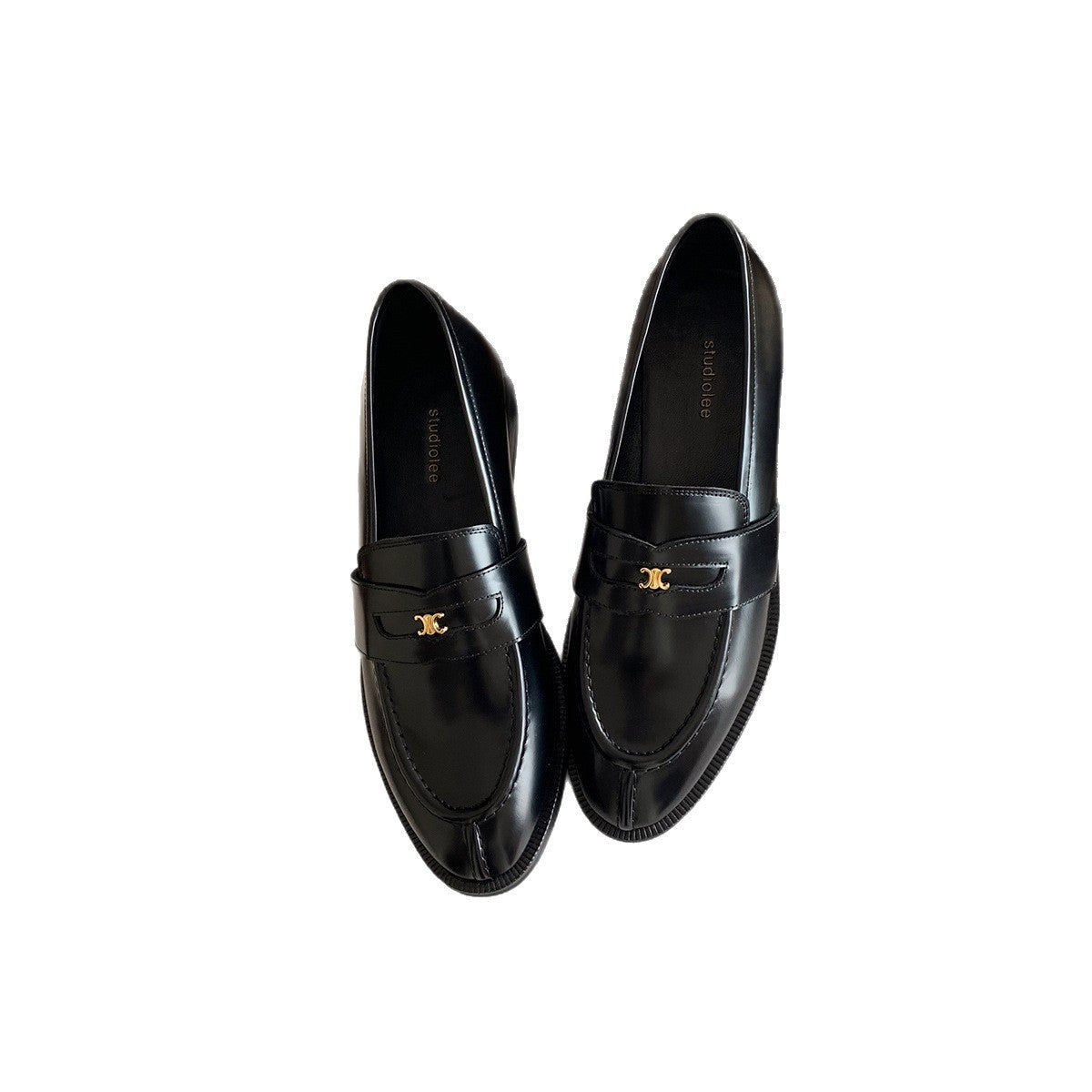 Elegante Damen Loafers aus Leder Gold Damen Schuhe