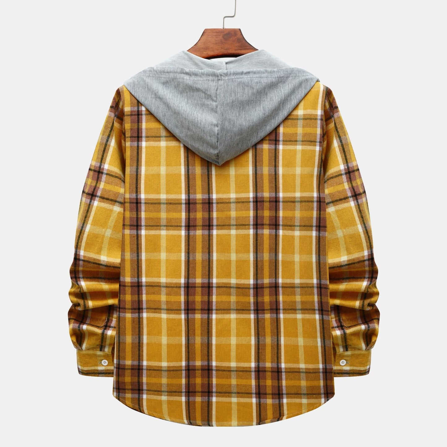 Herren Flanellhemd Kapuze Karomuster Modern Warm