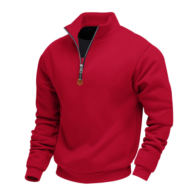Herren Pullover Sportlich Stehkragen Halbzipper