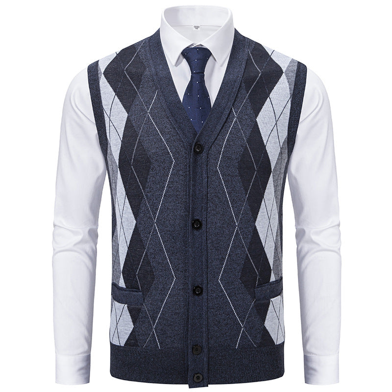 Herren Strickweste Classic Rautenmuster Elegante