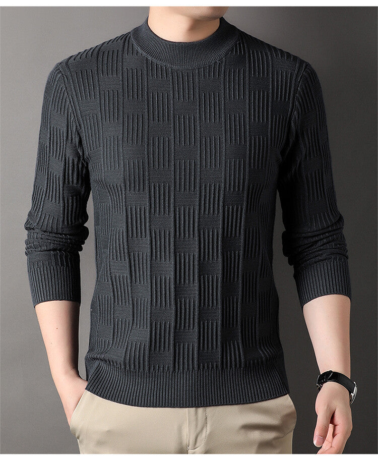 Herren Pullover Feinstrick Modernes Design Grau