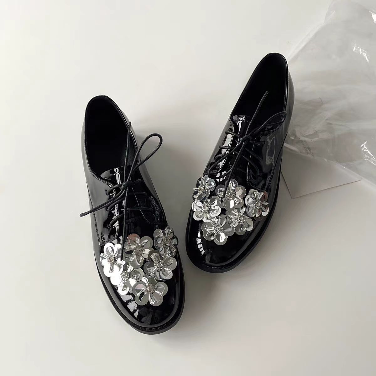 Damen Schnürschuhe Elegant Floral Lack Schuhe