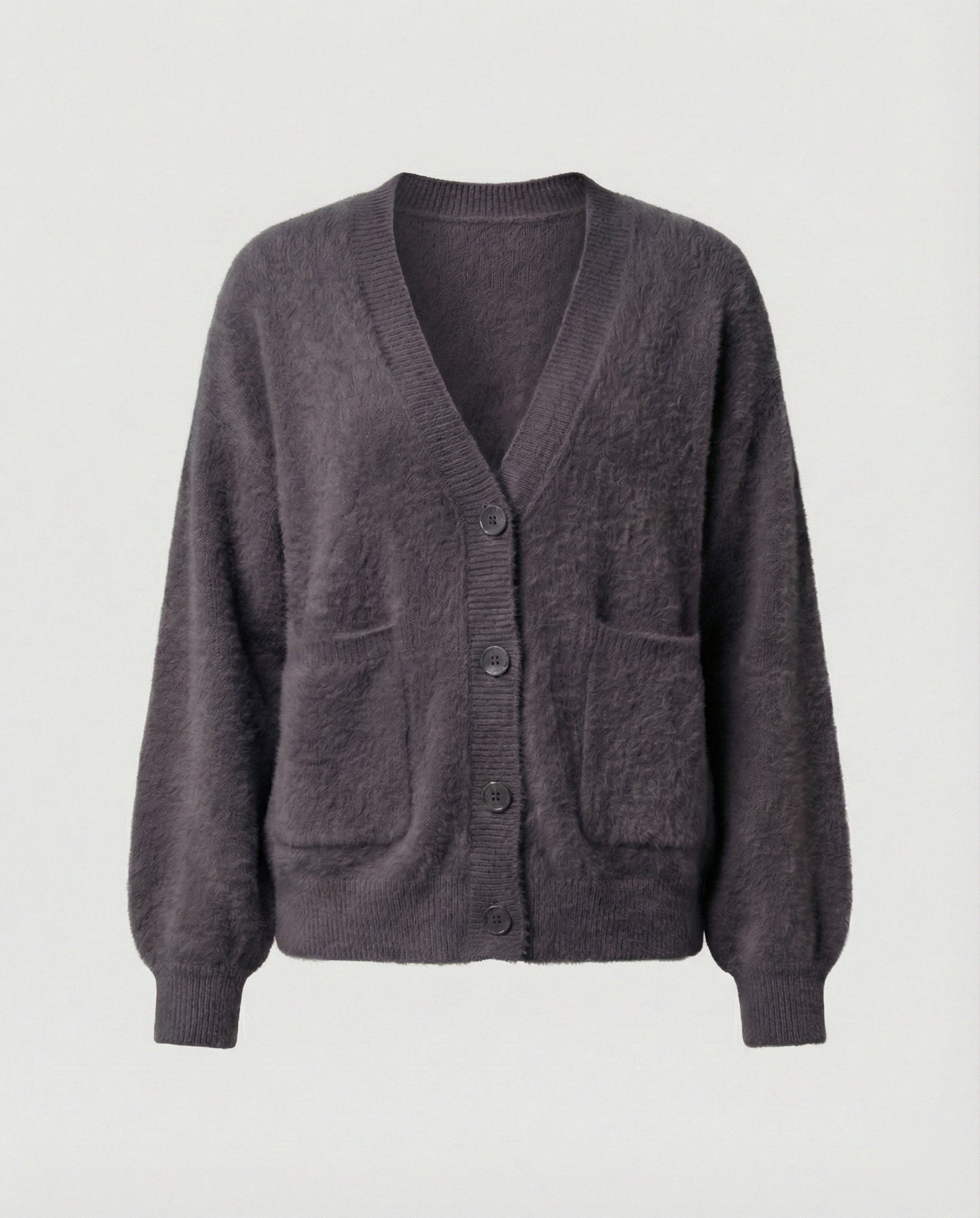 Damen Cardigan Oversize Flauschig V-Ausschnitt Modern