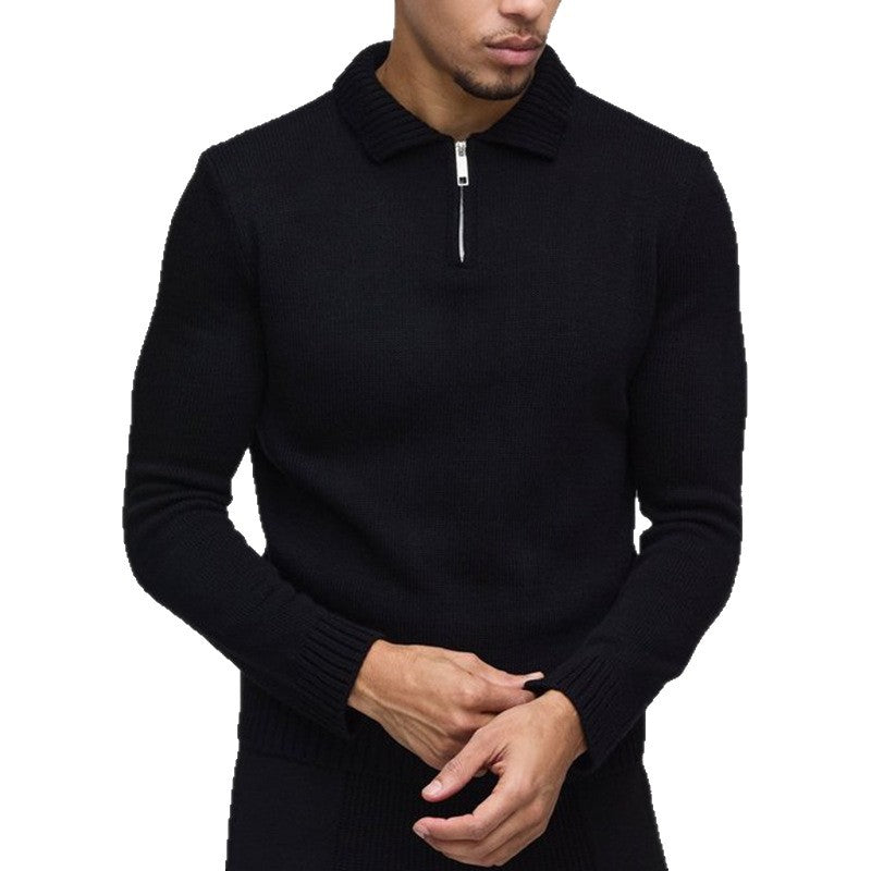 Herren Strickpullover Elegent Kurz Reißverschluss Rippstruktur