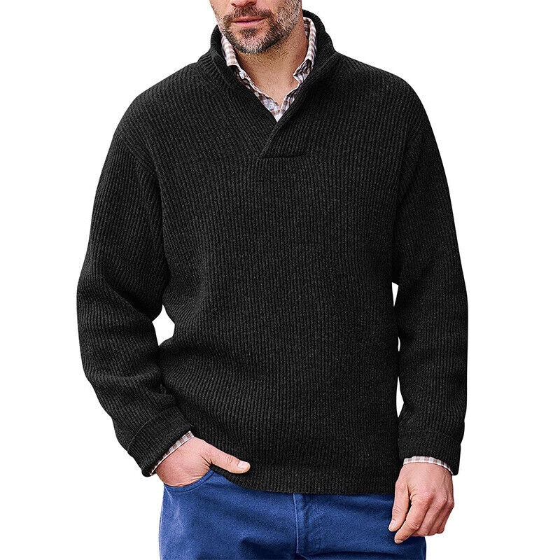 Herren Strickpullover Modern Stehkragen Rippstruktur