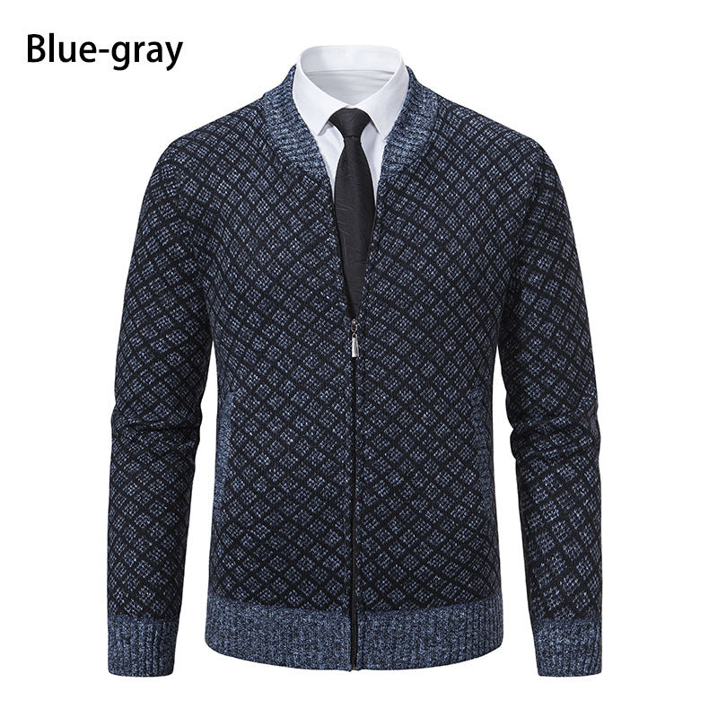 Herren Strickjacke Modern Zopfmuster Reißverschluss
