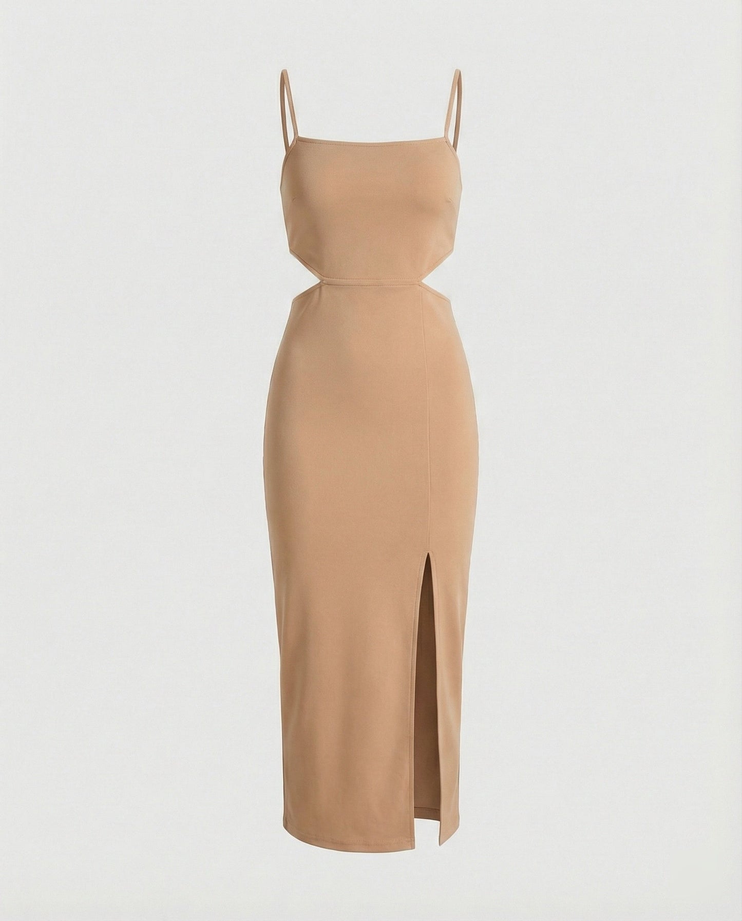 Damen Midikleid Satin Schlitz Cut-Out Elegant