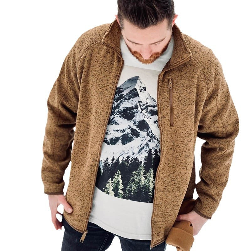 Herren Fleecejacke Warm mit Reißverschlusstaschen Hochkragen