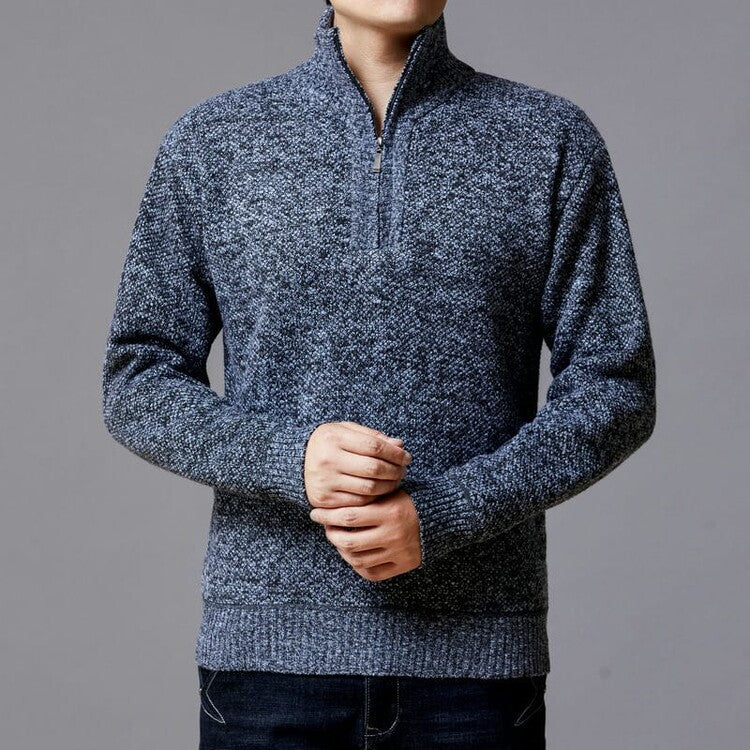 Herren Strickpullover Moderner Stehkragen Grobstrick Optik