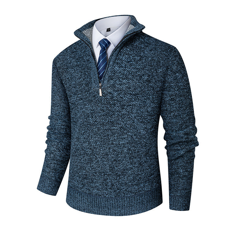 Herren Pullover Feinstrick Halbzipper Modern