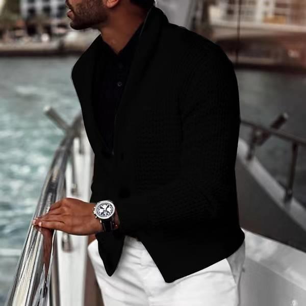 Herren Strickblazer Modern mit Struktur Optik
