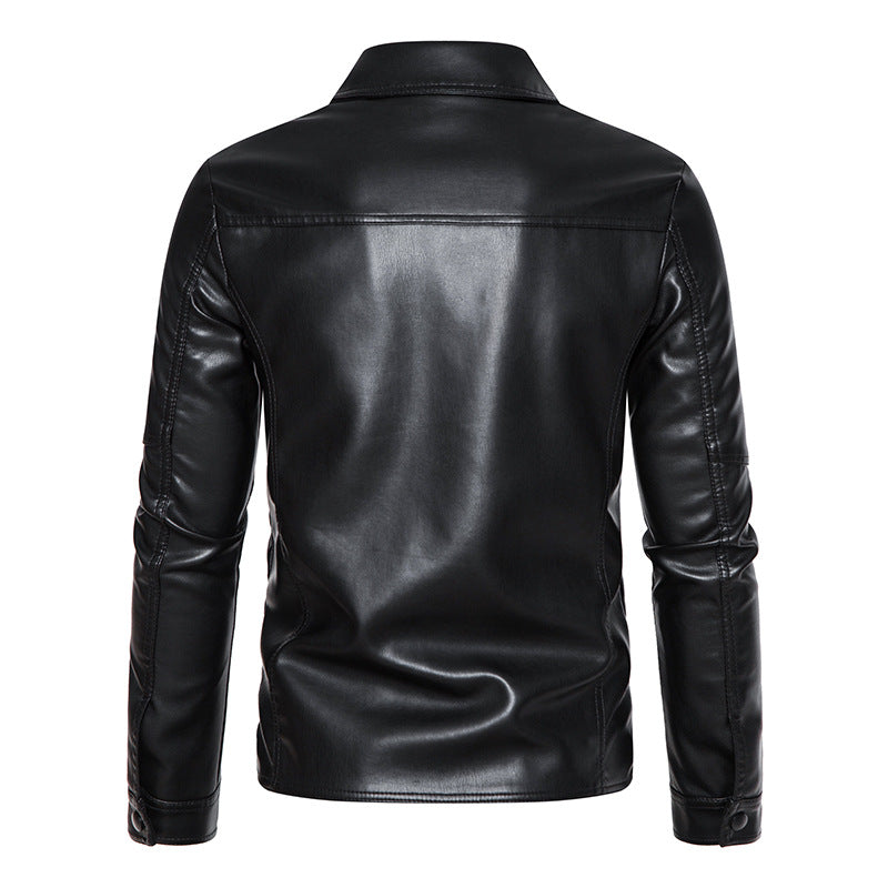 Herren Lederjacke Modern mit Taschen und Slim-Fit Design