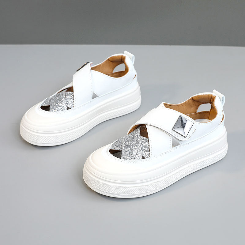 Damen Plateausneaker Glitzer Obermaterial Bequem