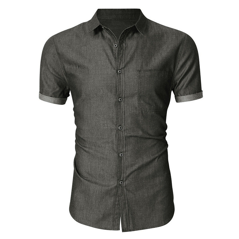 Herren Hemd Kurzarm Modern mit Brusttasche Slimfit