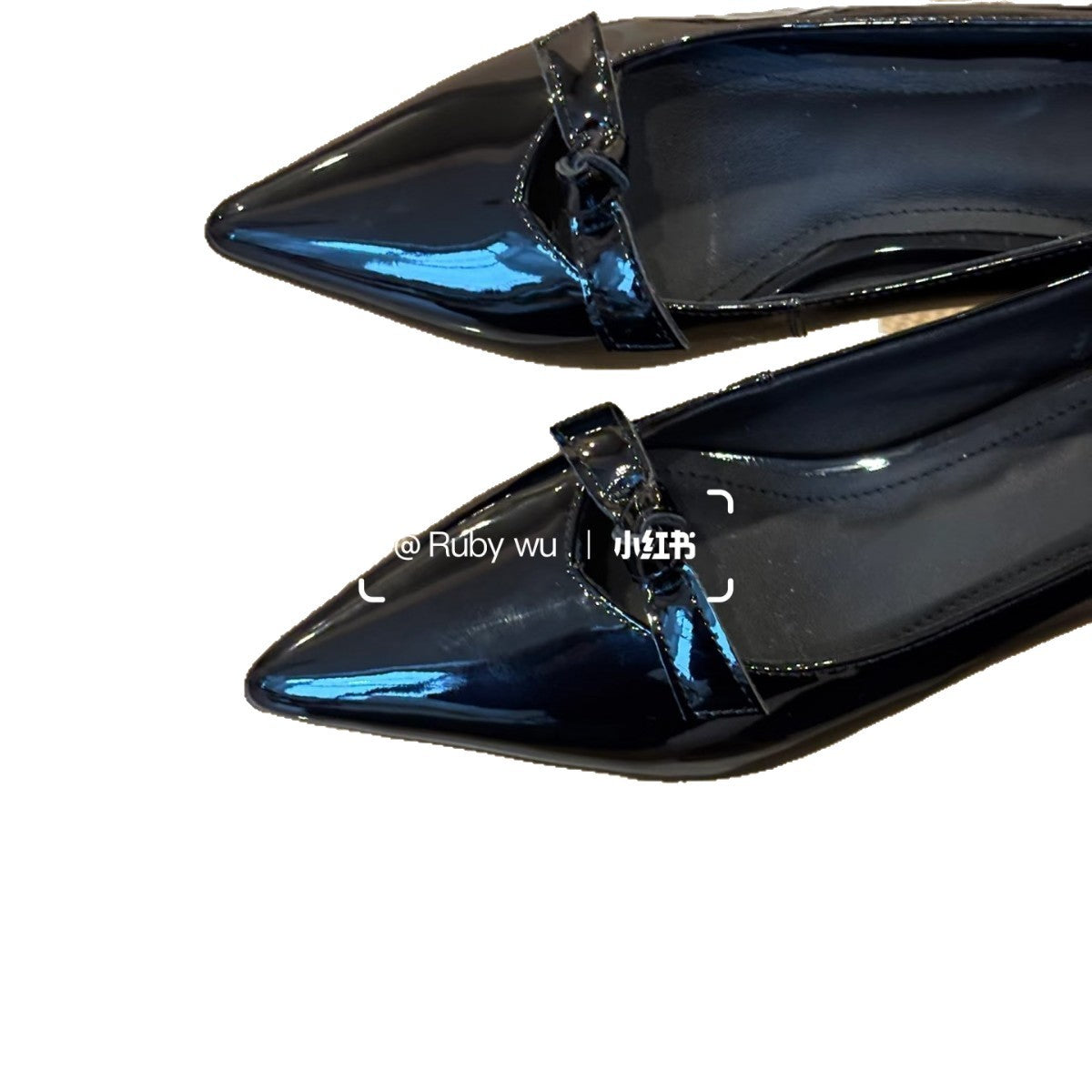 Damen Lack-Schuhe Elegante Schleife Schwarz