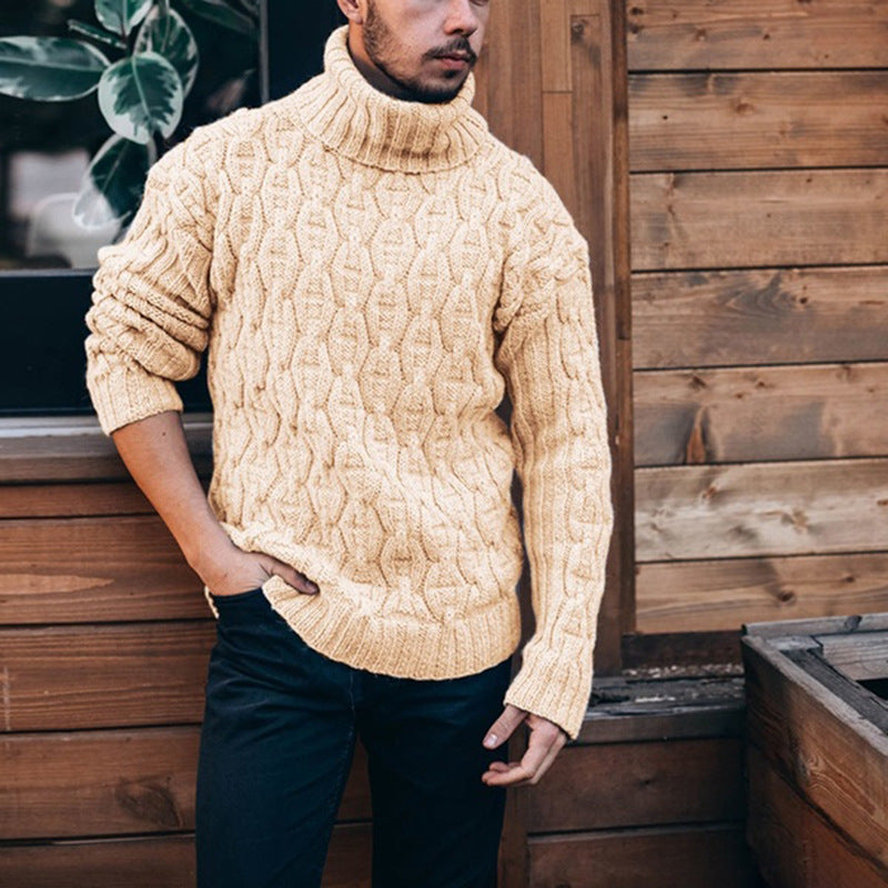 Herren Rollkragenpullover Grobstrick Kaschmir Optik