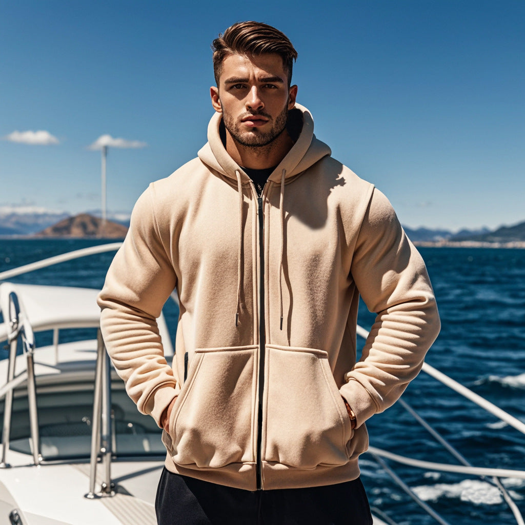 Herren Kapuzenpullover Reißverschluss Taschen Bequem