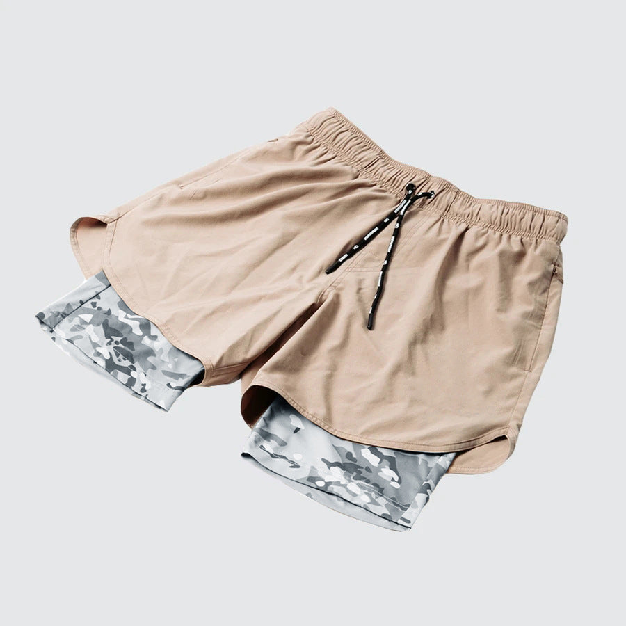 Herren Trainingsshorts atmungsaktiv mit Kompressionsunterhose elastisch