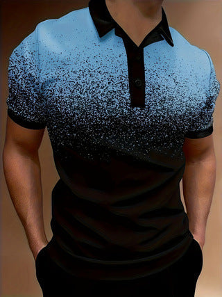 Herren Polohemd Modern Gradient Druck Sportlich