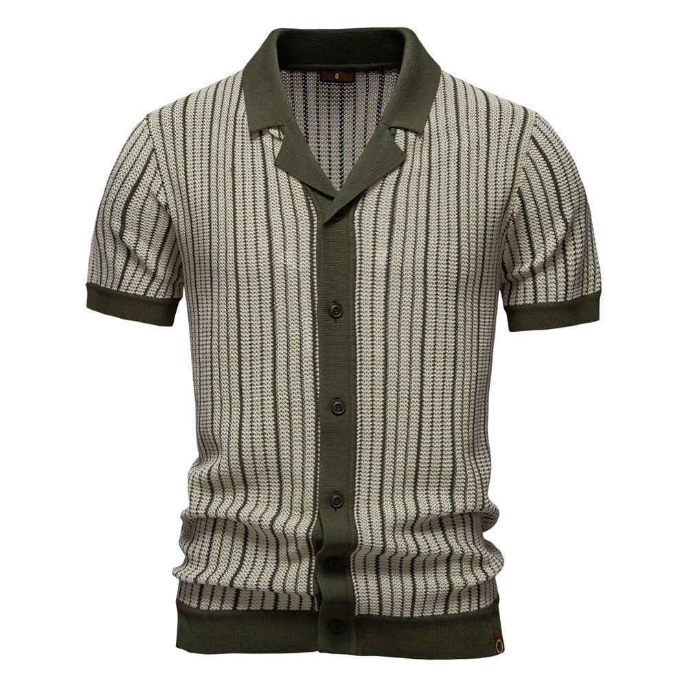 Herren Poloshirt Kurzarm Modern Strickmuster Stilvoll